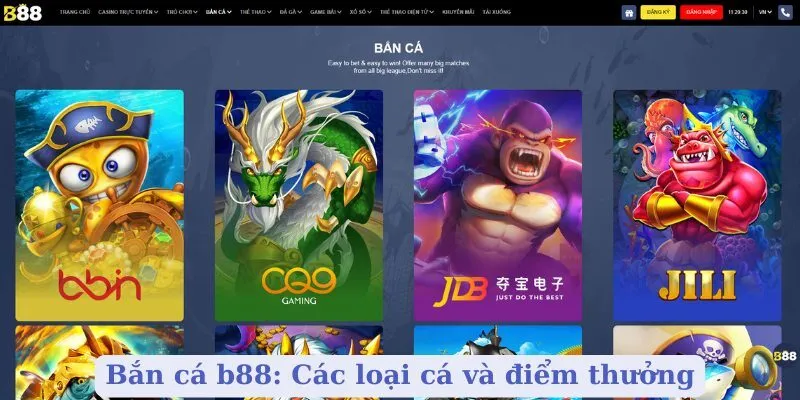 Bắn cá b88: Các loại cá và điểm thưởng